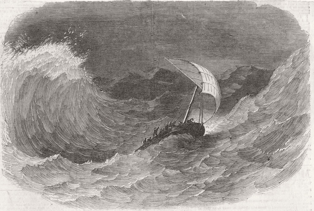 SWITZERLAND. Castor's launch in danger, rock survey 1852 old antique print